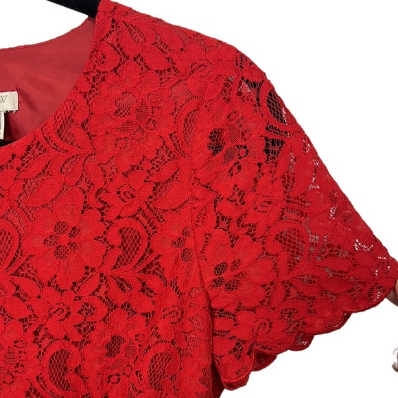 J. Crew Red Lace Mini short sleeve dress women’s size 4 - Picture 4 of 6